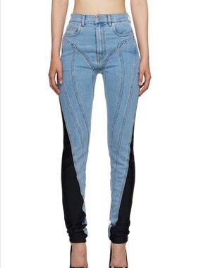 Mugler Blue & Black Spiral Jeans size 38